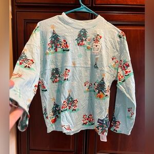 Disney Parks Santa Mickey Friends Blue Christmas Holiday “Spirit Jersey”Youth XL